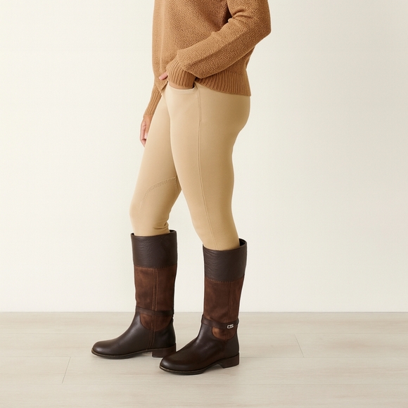 Janie and Jack Shoes - Janie and Jack Girls 5k Brown Riding Boots Gold Hardware Zip Up
